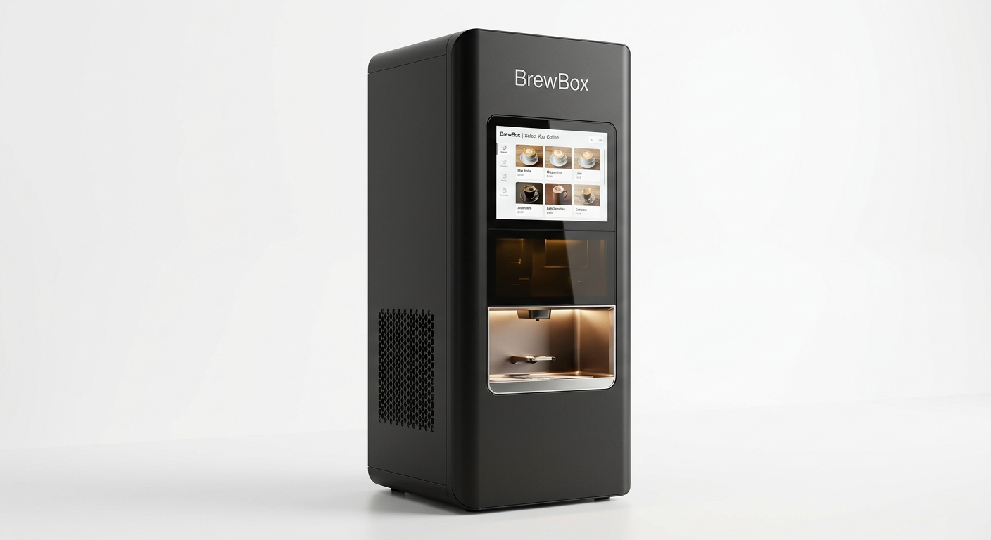 BrewBox unit — front view with touchscreen interface