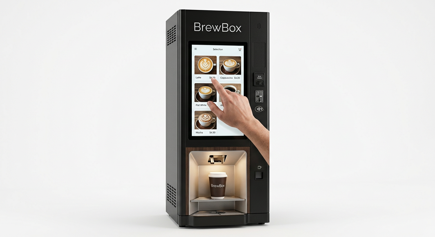 BrewBox touchscreen — selecting a drink